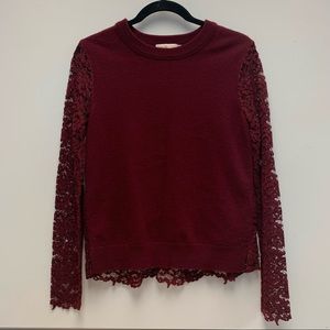 TORY BURCH burgundy lace sweater